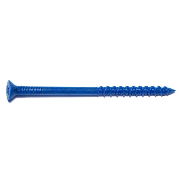 Red Head Tapcon Concrete Screw, 3/16" Dia., Flat, 3 1/4 in L, Steel Blue Ruspert, 100 PK 08128